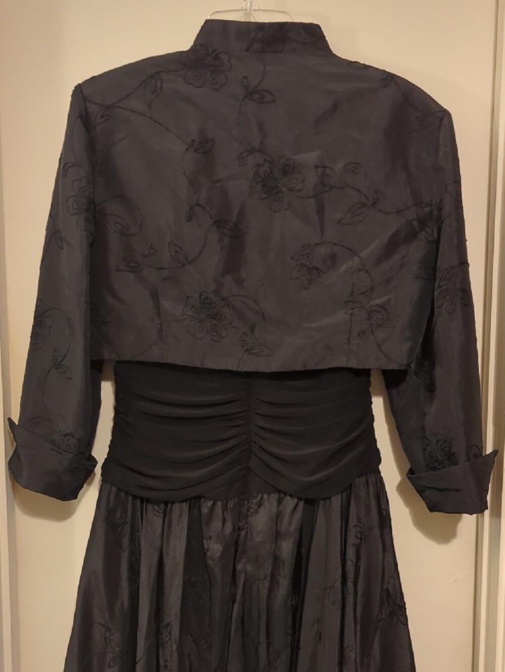 S.L. Fashions Black Long Sleeve Dress with Coordinating Bolero - Picture 7 of 10